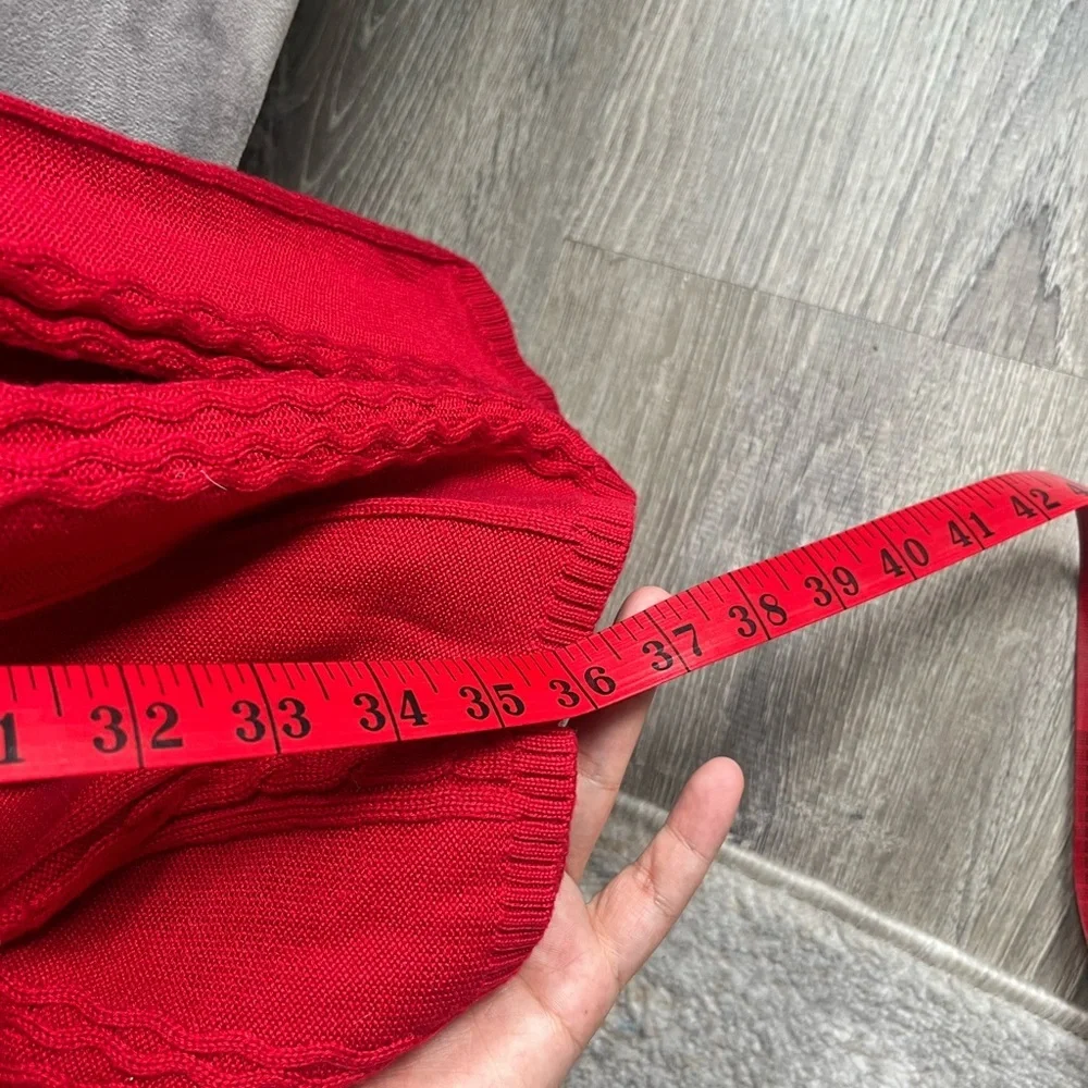 Calvin Klein Vibrant Red modest casual Knit Long Sleeve Dress S
